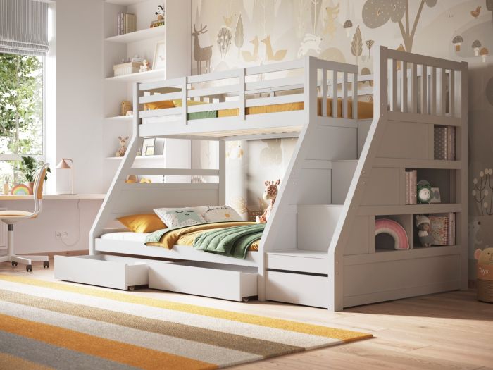Wooden Lunar Triple Bunk Bed Grey - Available in Grey Or White