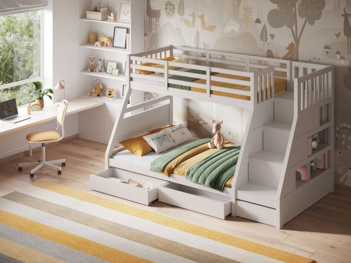 Wooden Lunar Triple Bunk Bed Grey - Available in Grey Or White