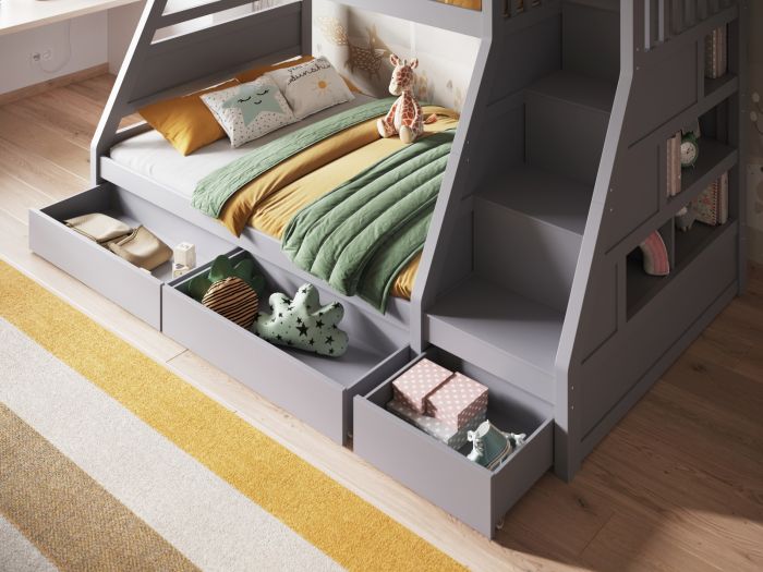 Wooden Lunar Triple Bunk Bed Grey - Available in Grey Or White