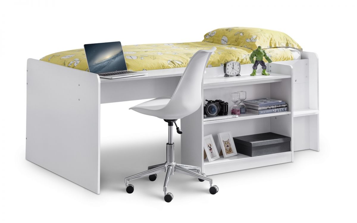 Kids Neptune Midsleeper - Available in White or Grey Oak - Mattress & Chair Option
