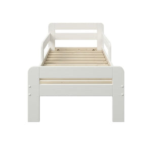 Wooden Toddler Bed With Side Rails White - Mattress Option Available