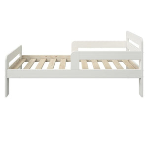 Wooden Toddler Bed With Side Rails White - Mattress Option Available
