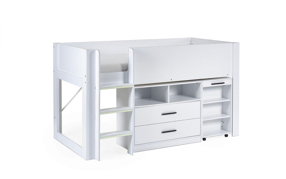 Kids Otis Midsleeper - Available in All White or Urban Rustic And Black - Mattress Option