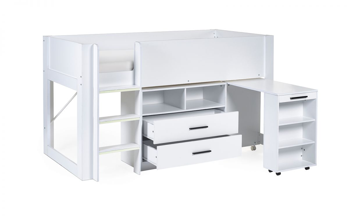 Kids Otis Midsleeper - Available in All White or Urban Rustic And Black - Mattress Option