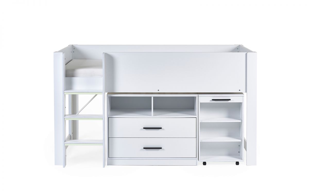 Kids Otis Midsleeper - Available in All White or Urban Rustic And Black - Mattress Option