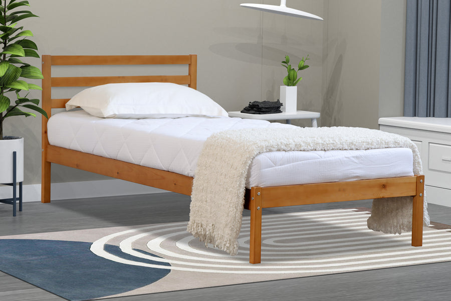Simplistic Maxwell Wooden Bed - White or Oak Colour Options - Available in Single or Double