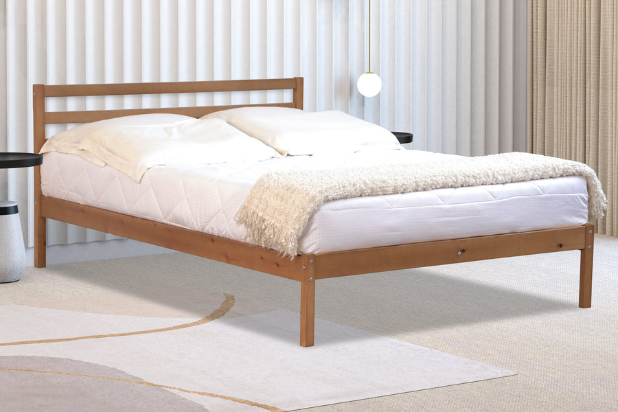 Simplistic Maxwell Wooden Bed - White or Oak Colour Options - Available in Single or Double