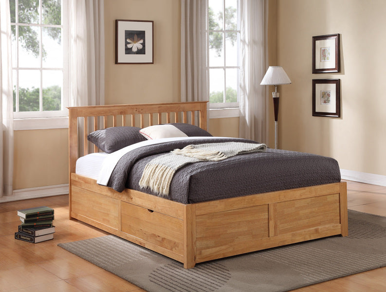 Pentre Wooden Bed - White or Oak Colour - Storage Drawers Available - Available in All Sizes