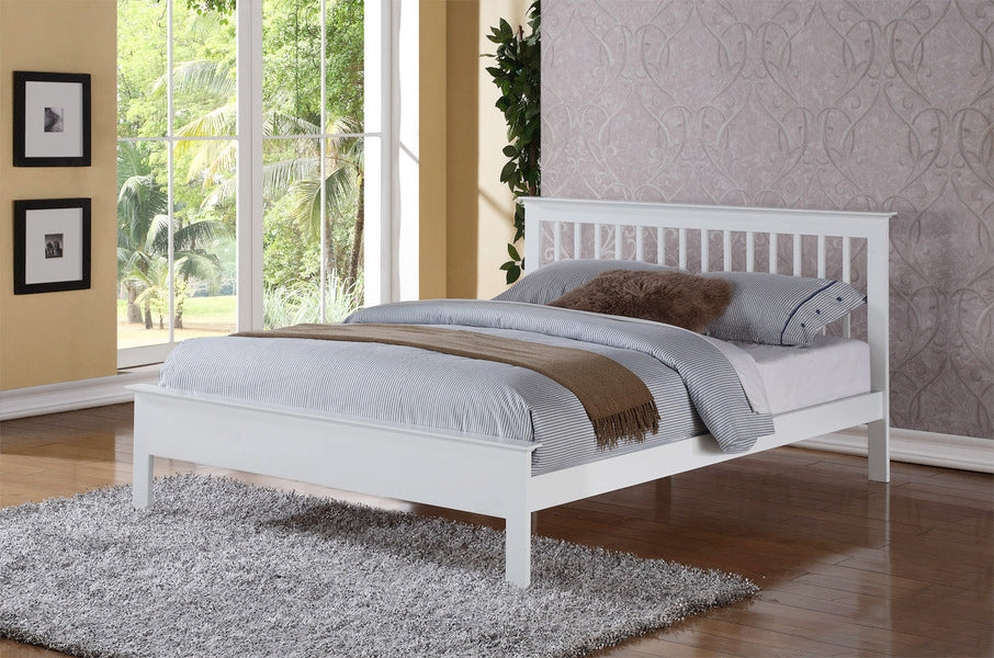 Pentre Wooden Bed - White or Oak Colour - Storage Drawers Available - Available in All Sizes