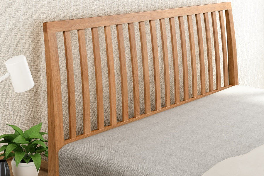 Solid Oak Rowley Wooden Bed - Smoked Oak Colour - Available in Double (4'6Ft) & Kingsize (5Ft)