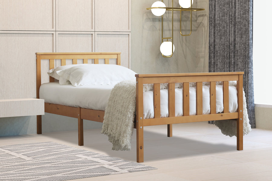 Stylish Marnel Wooden Bed - White, Oak or Grey Colour Options - Available in Single, Small Double, Double and Kingsize