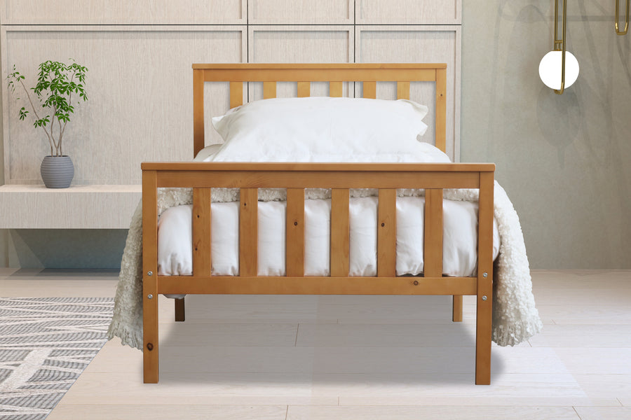 Stylish Marnel Wooden Bed - White, Oak or Grey Colour Options - Available in Single, Small Double, Double and Kingsize