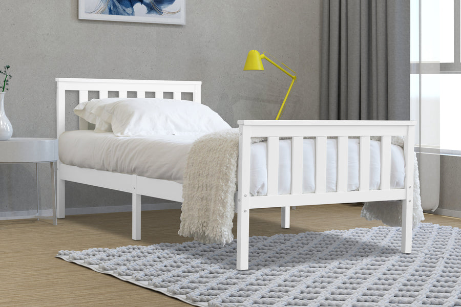 Stylish Marnel Wooden Bed - White, Oak or Grey Colour Options - Available in Single, Small Double, Double and Kingsize