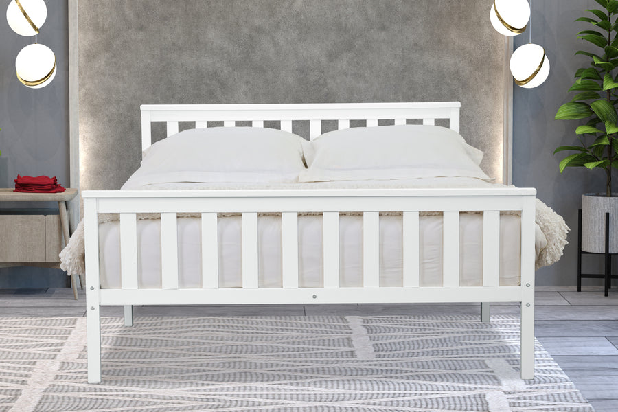 Stylish Marnel Wooden Bed - White, Oak or Grey Colour Options - Available in Single, Small Double, Double and Kingsize