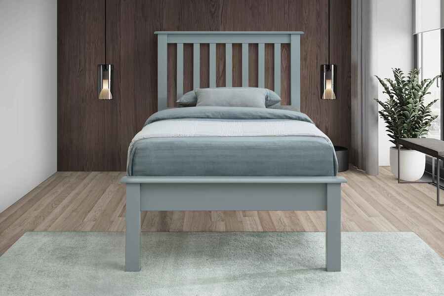 Classic Rossett Grey Wooden Bed - Available in Single, Double or Kingsizes