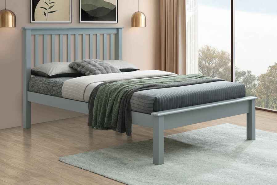 Classic Rossett Grey Wooden Bed - Available in Single, Double or Kingsizes