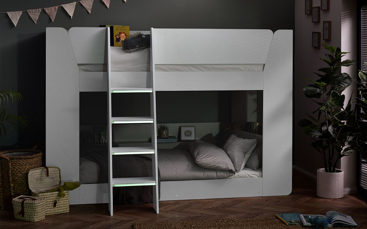 Kids Pars Bunk Bed - Available in Taupe & White or All White