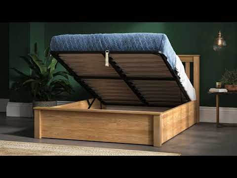 Monti Storage/Ottoman Solid Oak Bed - Oak or Warm Oak - Available in Double, KingSize or SuperKing