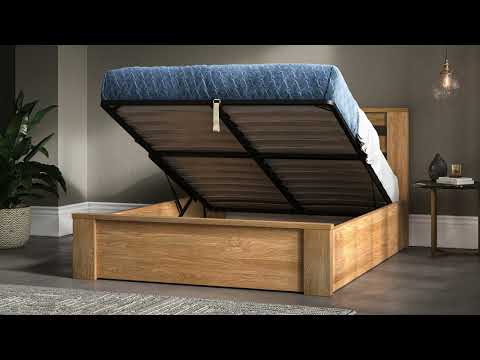 Charlie Storage/Ottoman Solid Oak Bed - Available in Double, KingSize or SuperKing