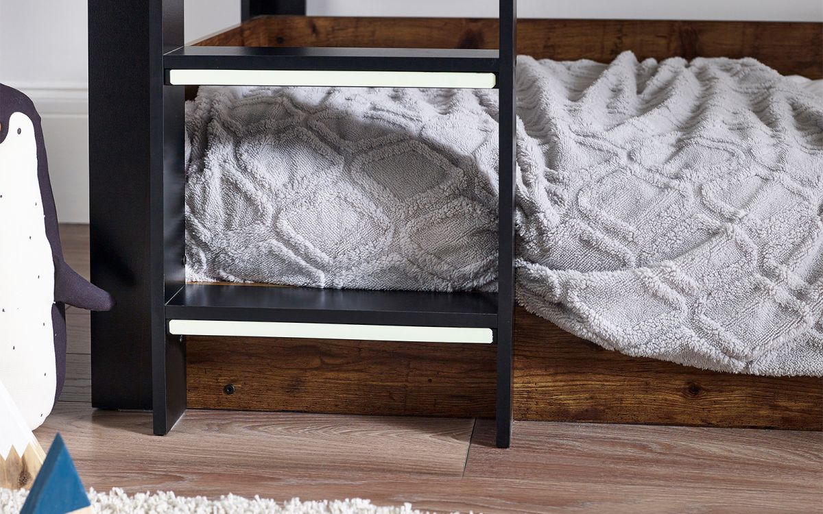 Kids Solomon Bunk Bed - All White or Rustic And Black - Optional Mattress