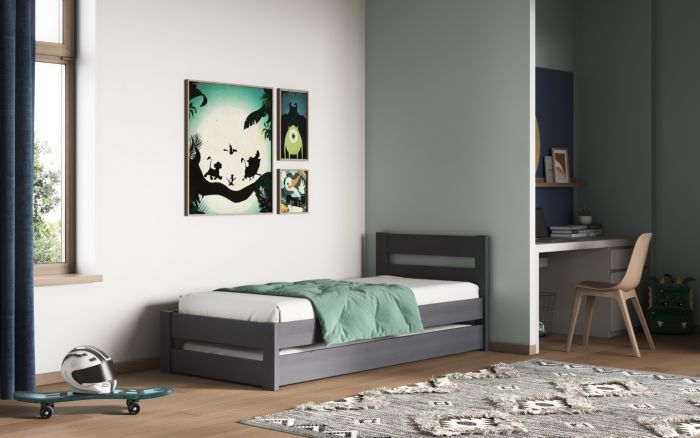 Tera Guest Bed White/Grey With Trundle - Mattress Options Available