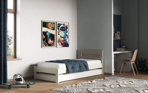 Tera Guest Bed White/Grey With Trundle - Mattress Options Available