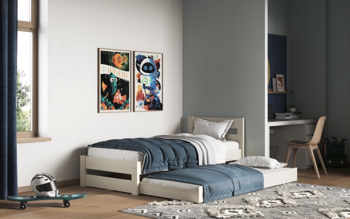 Tera Guest Bed White/Grey With Trundle - Mattress Options Available