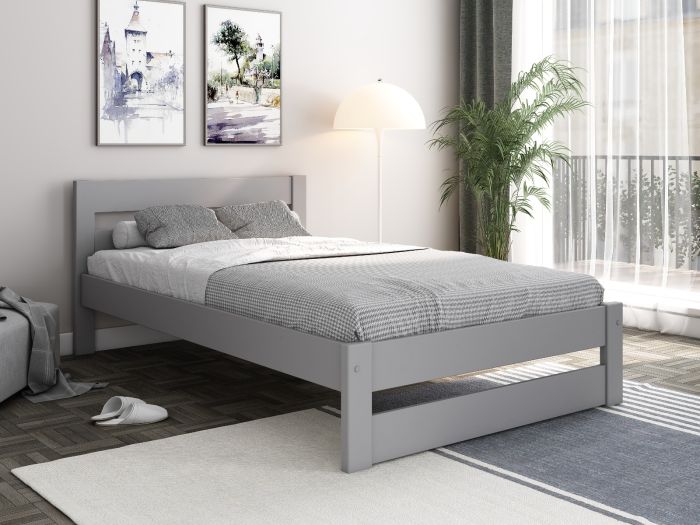 Noomi Tera Solid Wood Small Double Bed Grey or White Mattress