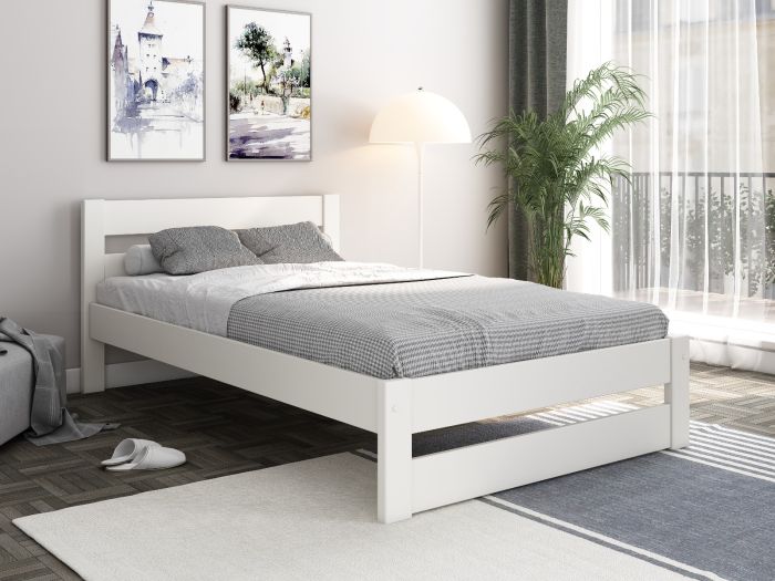 Noomi Tera Solid Wood Small Double Bed -  Grey or White - Mattress Options Available
