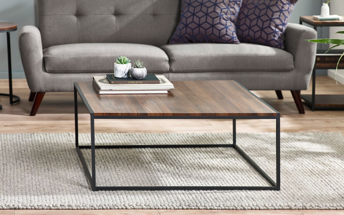 Tribeca Square Coffee Table - Sonoma Oak or Walnut - 90cm W x 40cm H