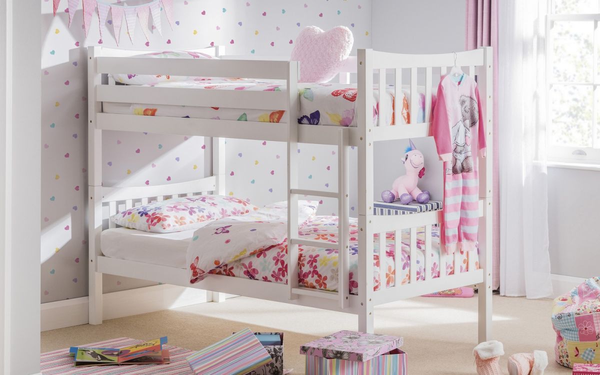 Kids Zodiac Bunk Bed - White or Grey - Optional Mattress