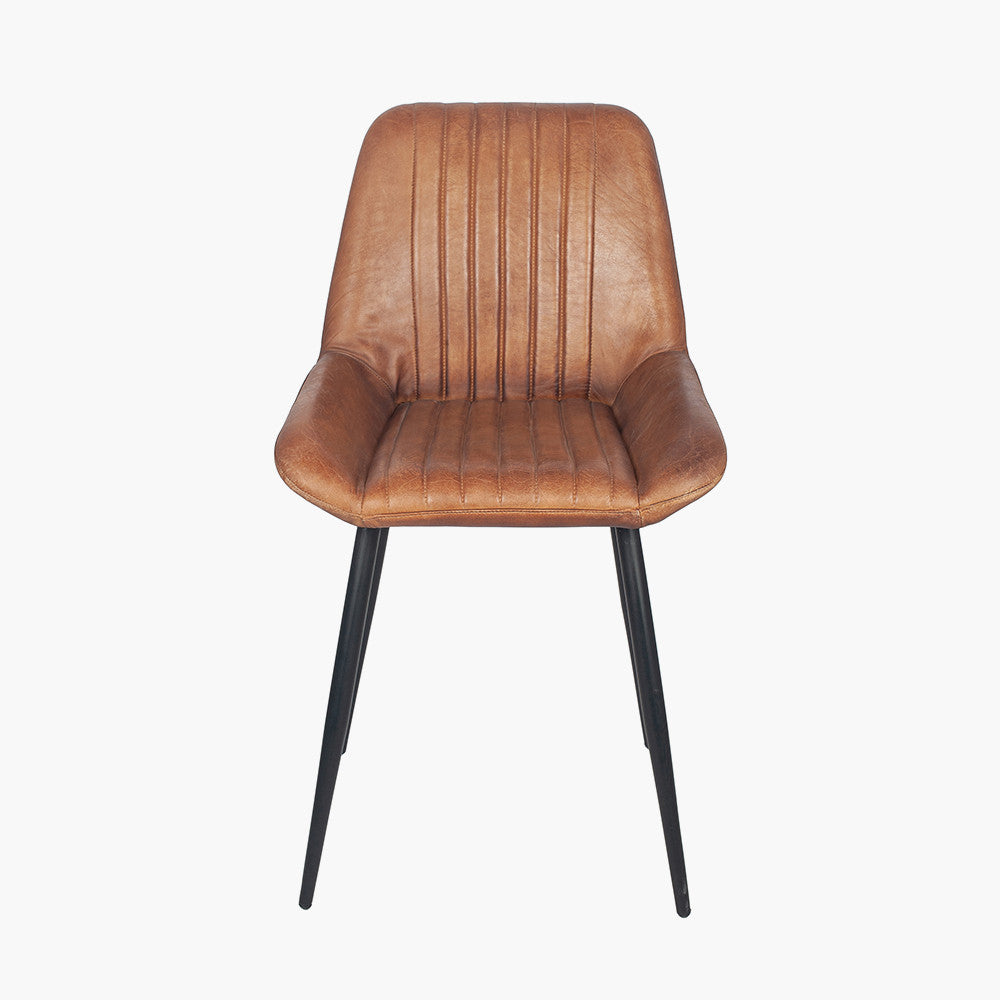 Angelo Leather & Iron Retro Dining Chair K/D - Available in Black, Sapphire Blue, Dove Grey & Blush Pink