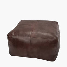 Load image into Gallery viewer, NEW Matteo Leather Square Pouffe - Available in Mahogany, Steel Grey, Prussian Blue, Natural Tan &amp; Sage Green

