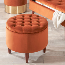 Load image into Gallery viewer, Alena Velvet Buttoned Pouffe with Storage - Available in Dove Grey &amp; Tabacco
