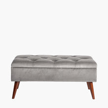 Load image into Gallery viewer, Pelagia Velvet Buttoned Bench with Storage - Available in Dove Grey &amp; Tabacco
