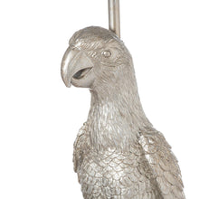 Load image into Gallery viewer, Percy The Parrot Silver Table Lamp With Grey Velvet Shade
