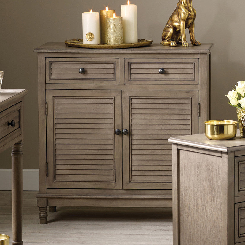 Ashwell Taupe Pine Wood 2 Drawer 2 Door Unit K/D