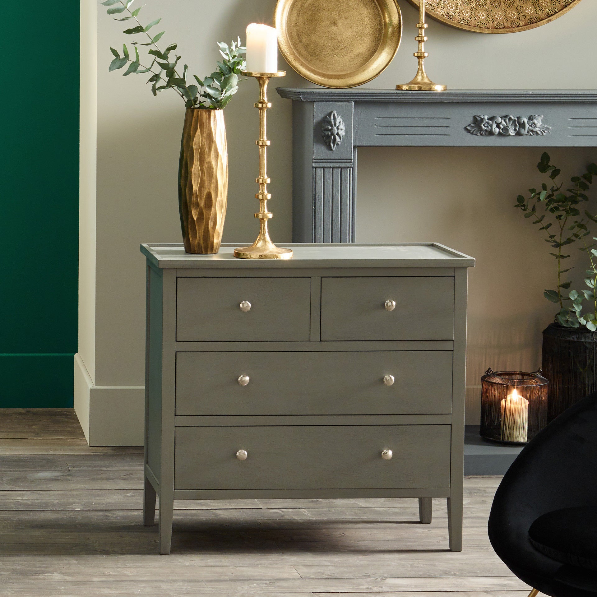 Chelmsford Vendee Sating Black Wood 4 Drawer Unit – Furniture Boulevard  Nottingham