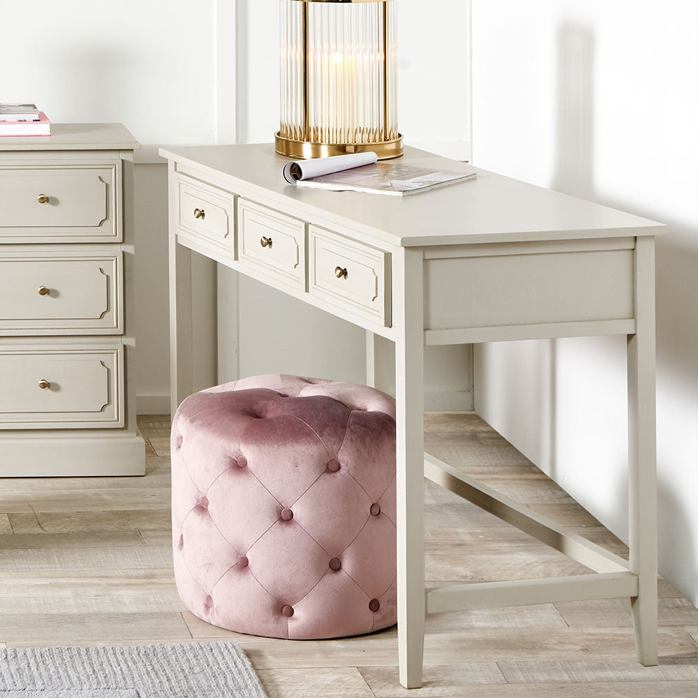 Ascot Pine Wood Grey 3 Drawer Desk