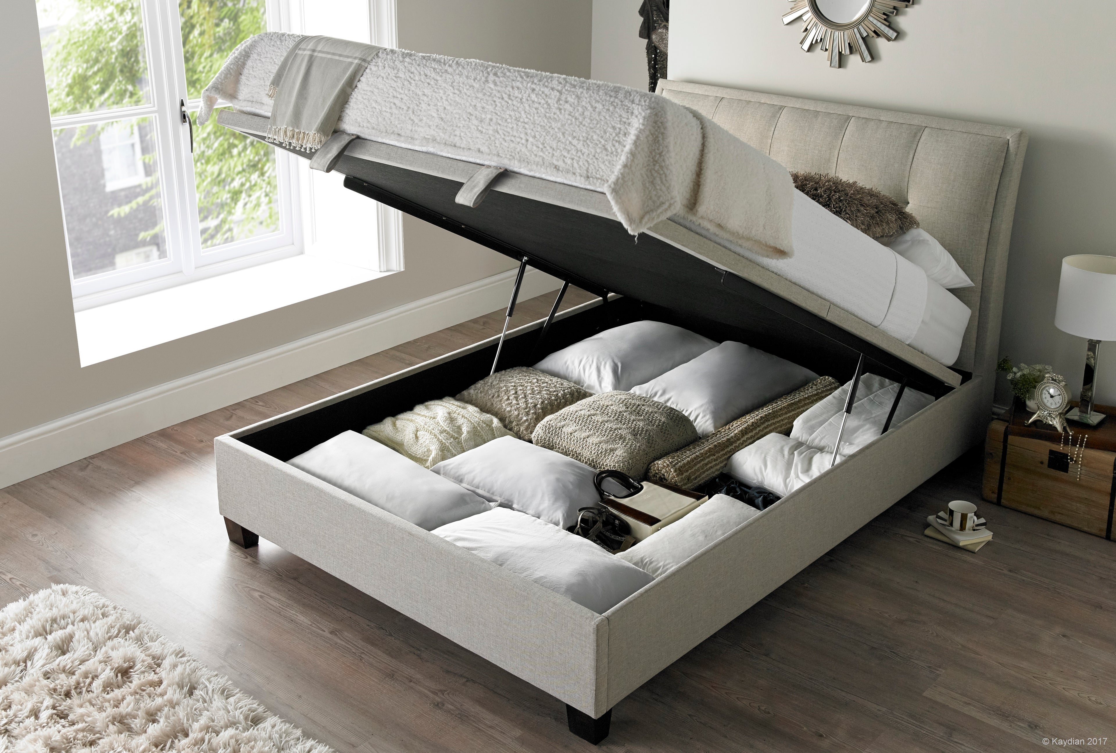 Accent Storage Bed - Available in Pendle Oatmeal Fabric, Pendle Slate Fabric or Marbella Grey Fabric