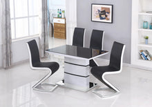 Load image into Gallery viewer, Savannah Small High Gloss Dining Table/Set White with Black Glass
