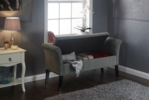 Balmoral Ottoman Window Seat - Available in Grey Chenille or silver Chenille