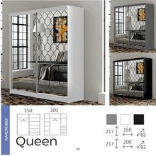 Load image into Gallery viewer, Queen Wardrobe Various Sizes - Available in White, Black or Grey
