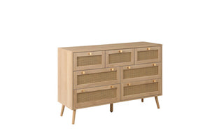 Croxley 7 Drawer Rattan Chest - Available in Oak Or Black