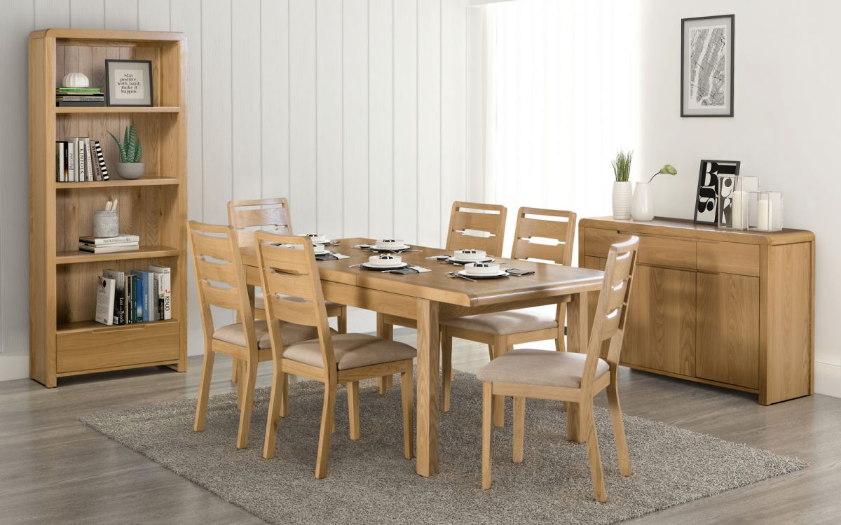 Curved Extendable Dining Table - 90cmD x 150cm+(50cmW) x 76cmH - Chair Option