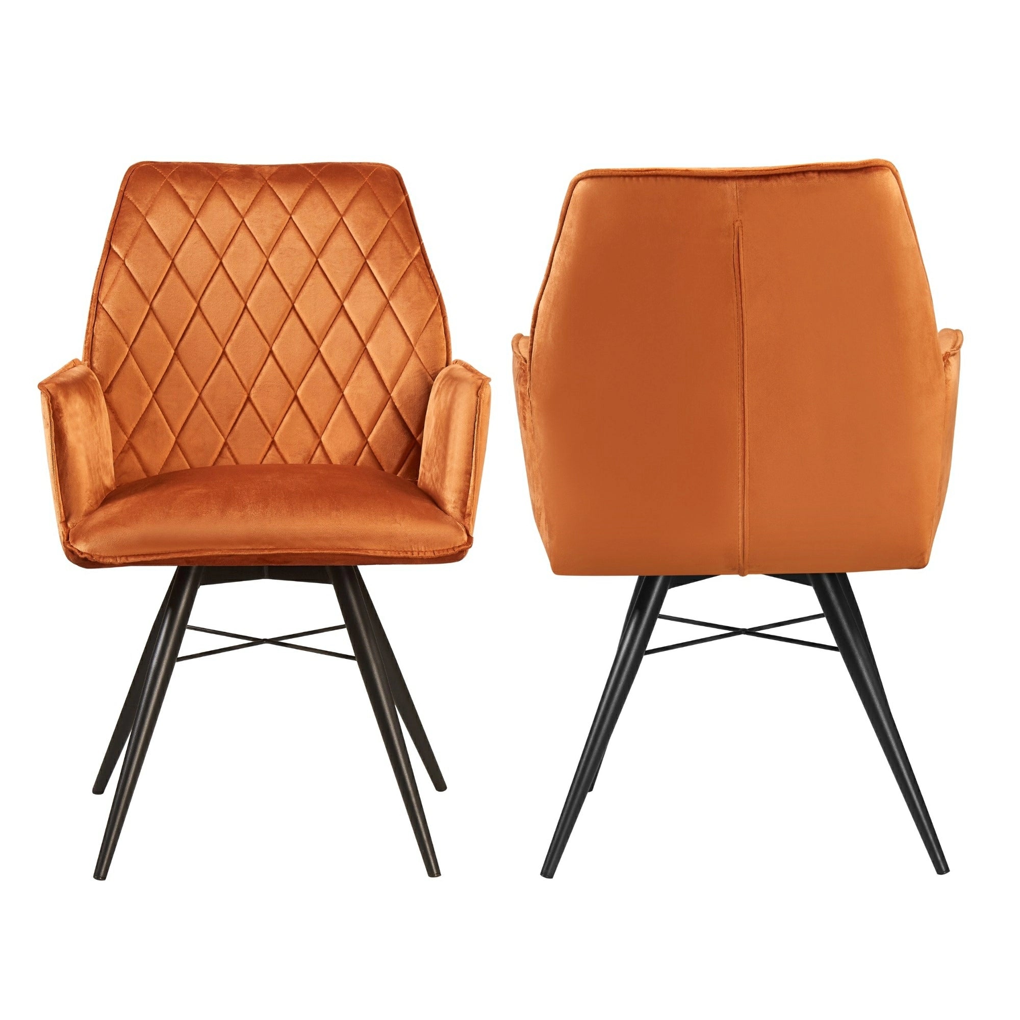Angelo Velvet Swivel Dining Chair - Available in Burnt Orange Soft Velvet