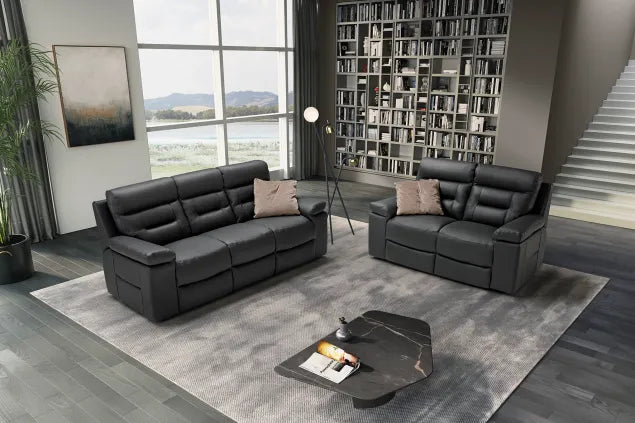 Amalfi Leather Sofa - Available in Dark Grey or Light Grey