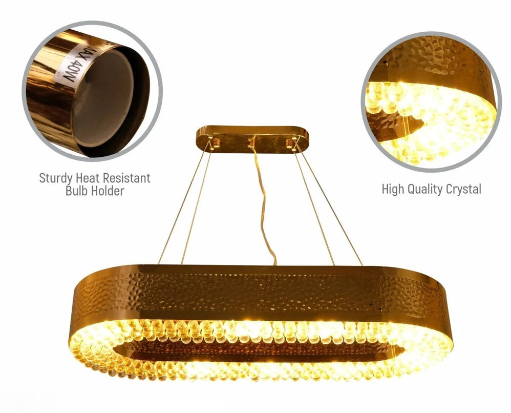 Jupiter Ball Crystal Gold Metal Chandelier Ceiling Light E14 - 2 Size Options Round or Island