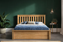Load image into Gallery viewer, Monti Storage/Ottoman Solid Oak Bed - Oak or Warm Oak - Available in Double, KingSize or SuperKing
