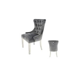 Load image into Gallery viewer, Chelsea (Chrome Legs) With Lion or Ring Knocker- Available in Cream, Black or Grey Plush
